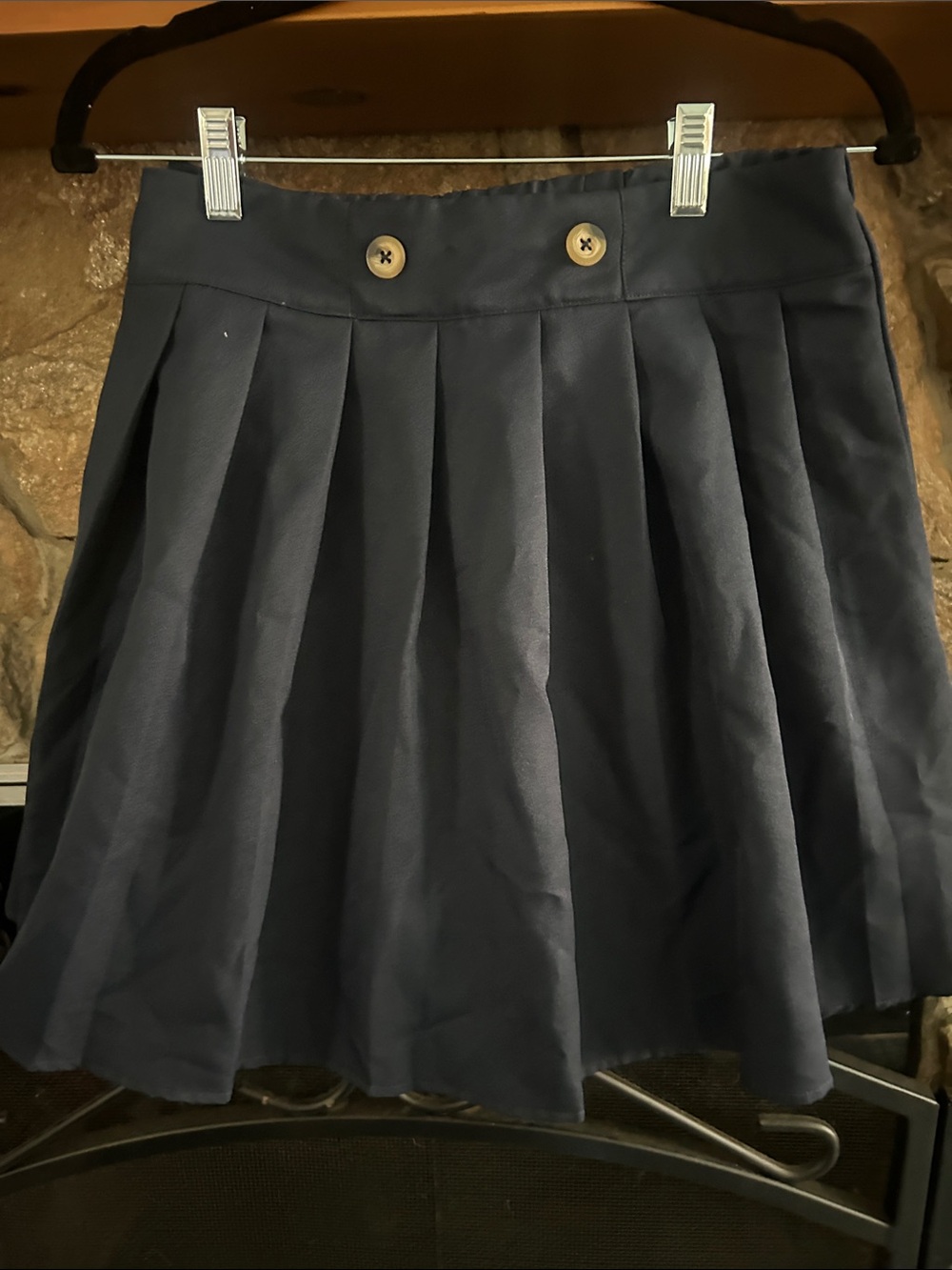 French Toast Navy Pleated School Skirt with Front Buttons